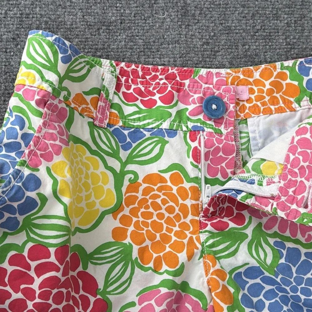 Lilly Pulitzer Shorts Womens 0 Callahan Minnie Zinny Print Cotton Floral Bright‎
